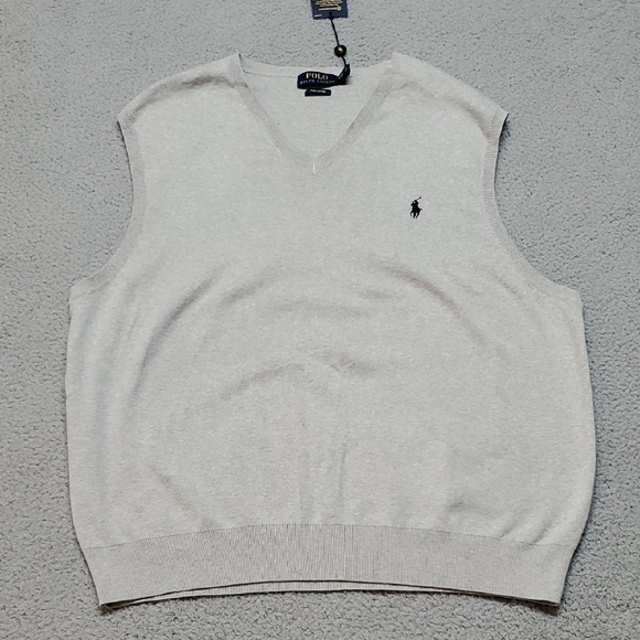 Polo by Ralph Lauren Men's Light Gray V-Neck Sweater Vest Size XXL